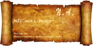 Németi Andor névjegykártya